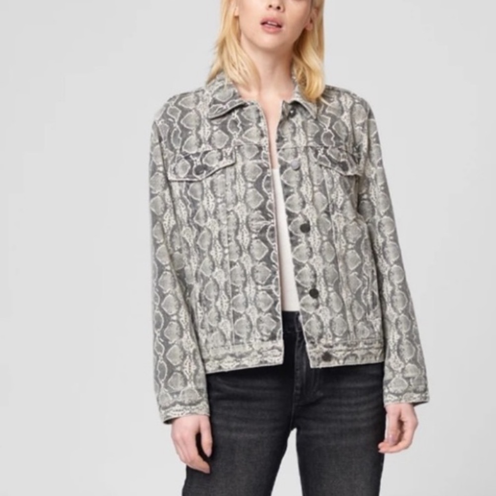 NWOT Blank NYC Snakeskin Print Denim Jacket Sz S